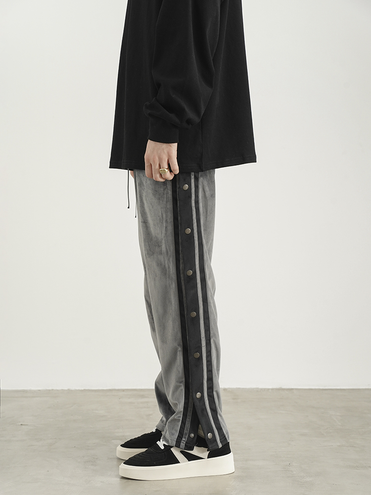 Title 5, Contrast Velvet-breasted Straight-leg Sweatpant...