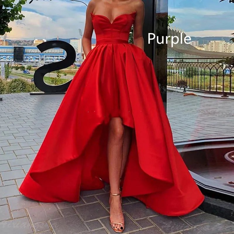 Ladies Evening Dress Sexy Tube Top Satin - Purple