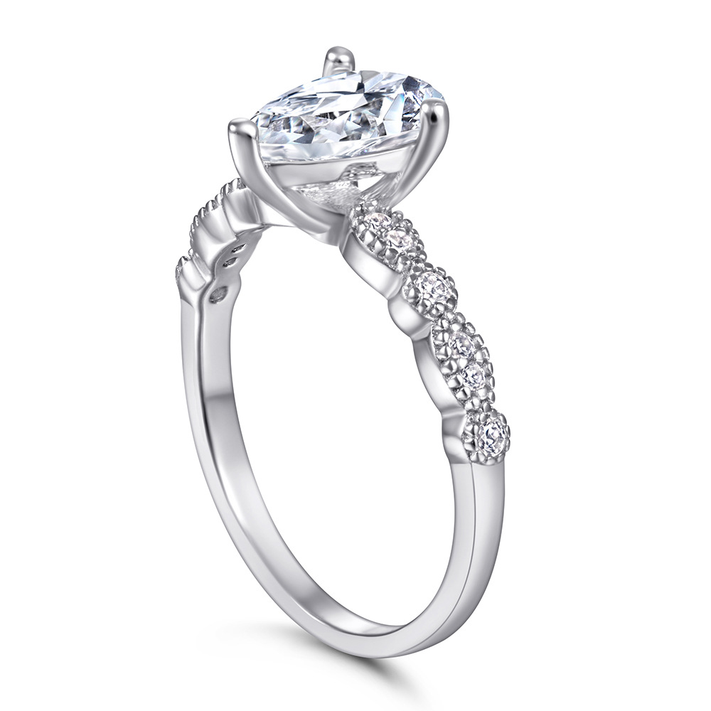 Women's Sterling Silver Drop Zircon Ring