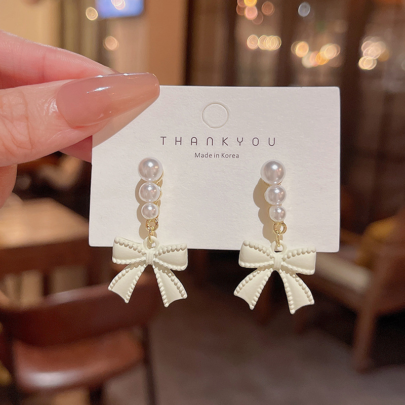 Title 3, Bow Earrings Female Luxury Pearl