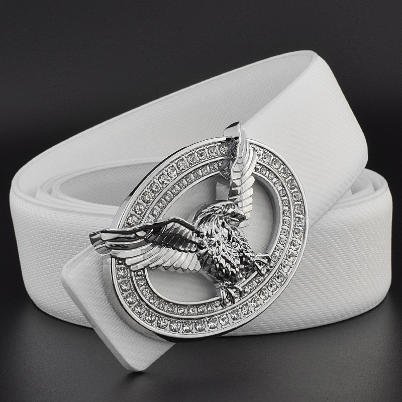 Title 7, Diamond-studded Leather Belt With Animal Buckle