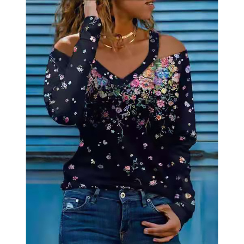 Title 4, Fashion Long Sleeve V-neck Strapless Floral Lad...