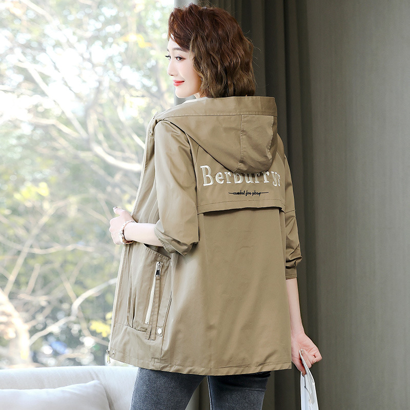 New Women's Korean Style Casual Jacket Hooded Mid-length Trench Coat
