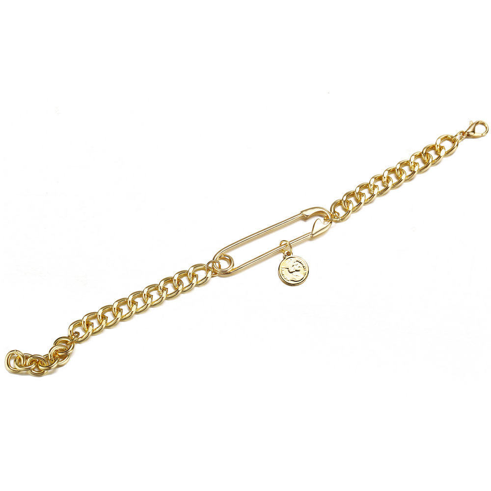 Creativity Head Pendant Paper Clip Chain Bracelet