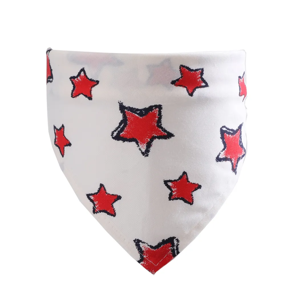 Pet Cotton Handkerchief Triangle Scarf Cat And Dog Accessories - Red Star White