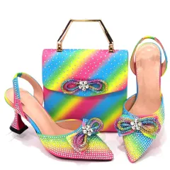 Women's Fashion Casual Party High Heels With Tote Bag - Colourful - View 1