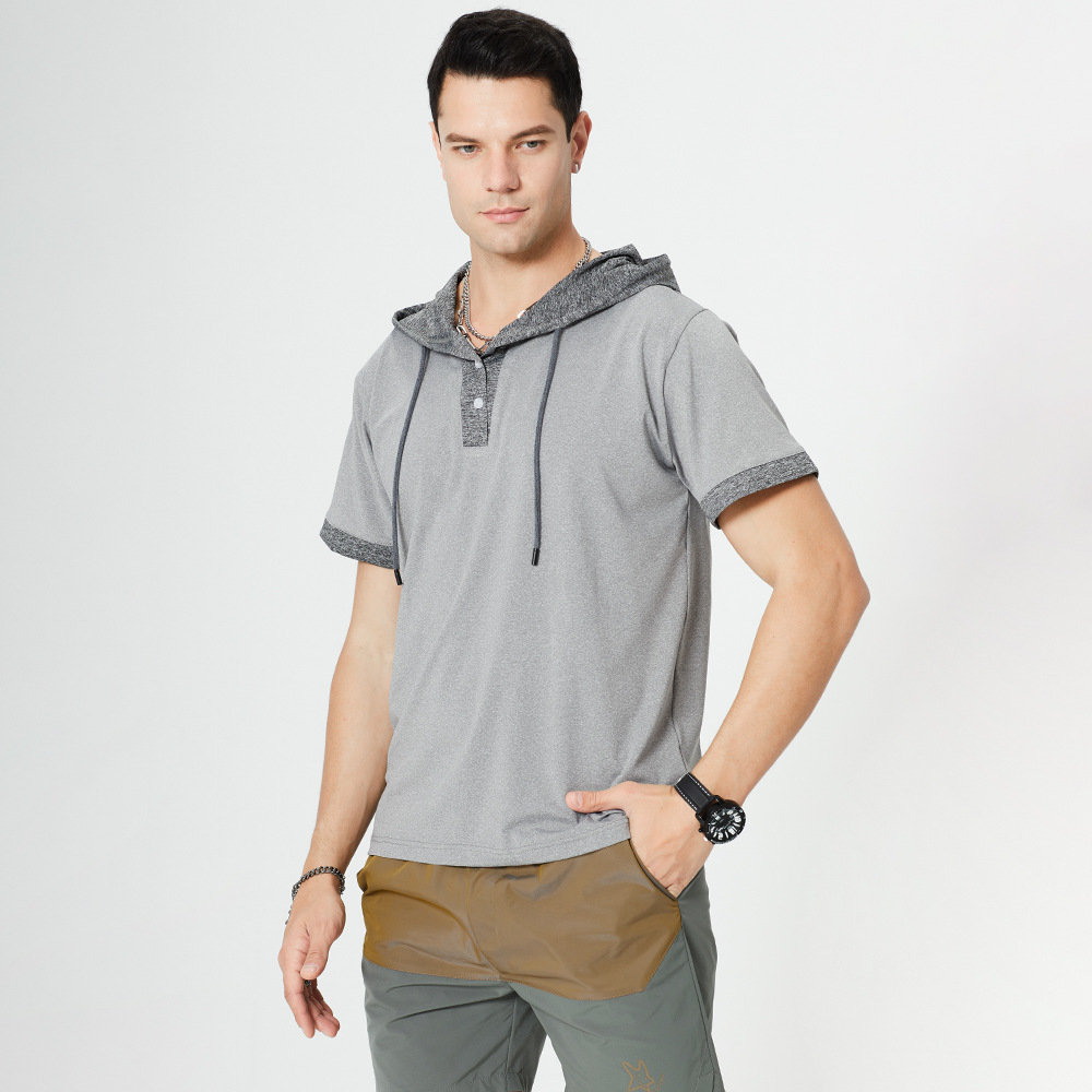 Trendy Loose Men's Short-sleeved Hooded Top Outdoor