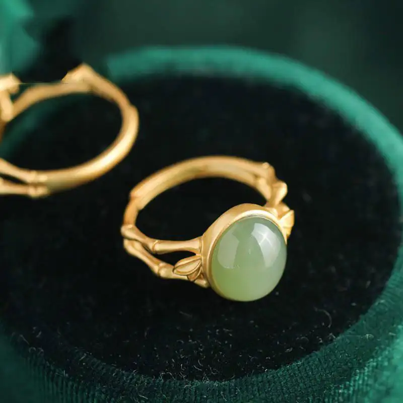Bamboo Elegant Temperament Gold-plated Mouth Ring