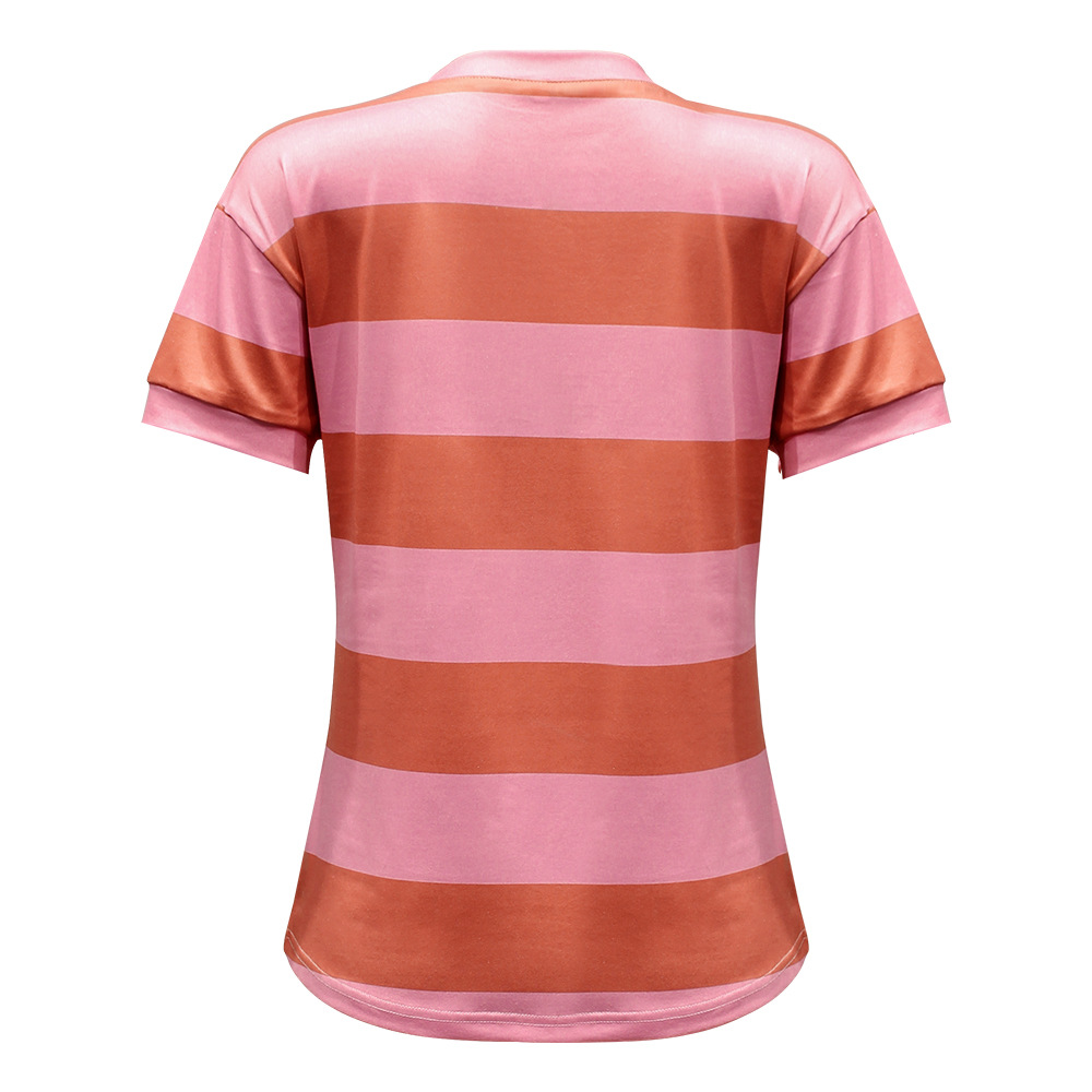 Title 6, Fashion Striped Printed Short-Sleeved Round Nec...