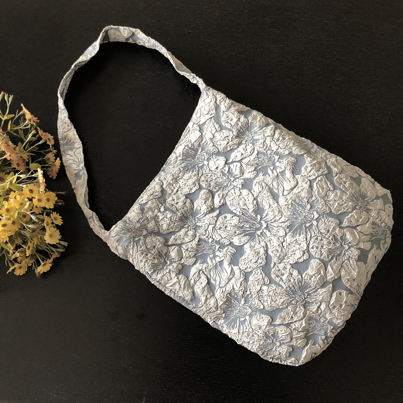 Vintage Rose Cloth Pocket Three-dimensional Jacquard Fabric Fillet Underarm Bag