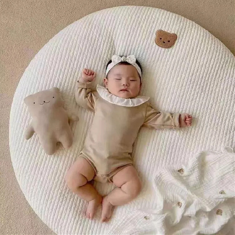 Bear Quilted Round Floor Mat Baby Room Decoration Mat
