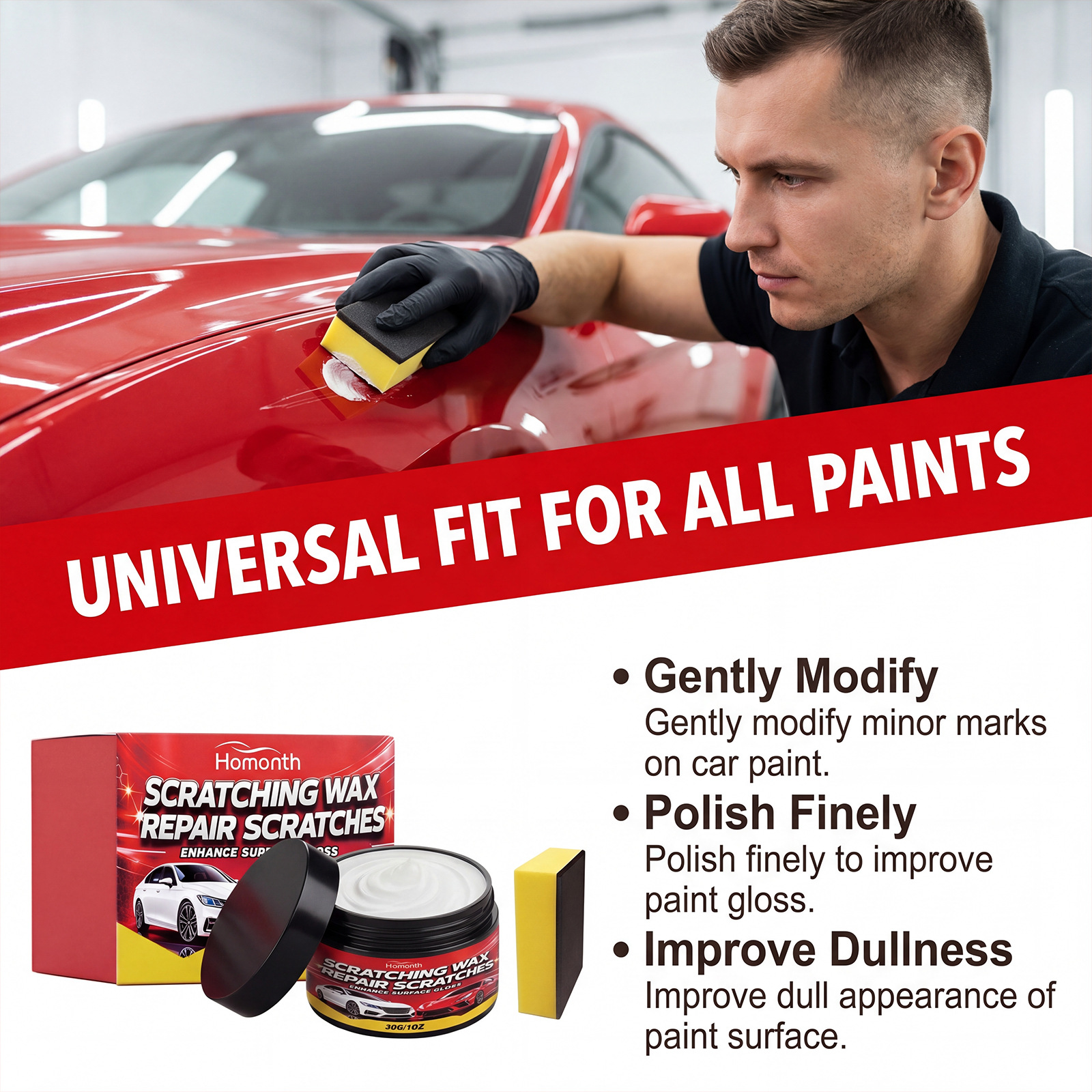 HOMONTH Car Scratch Remover, Paint Polishing And Scratch Removal, Fine Scratch And Hairline Scratch Refurbishment Cream
