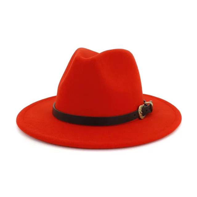Female British Classic Woolen Hat With Big Brim And Versatile Flat Brim Orange - Shop at LoveMi