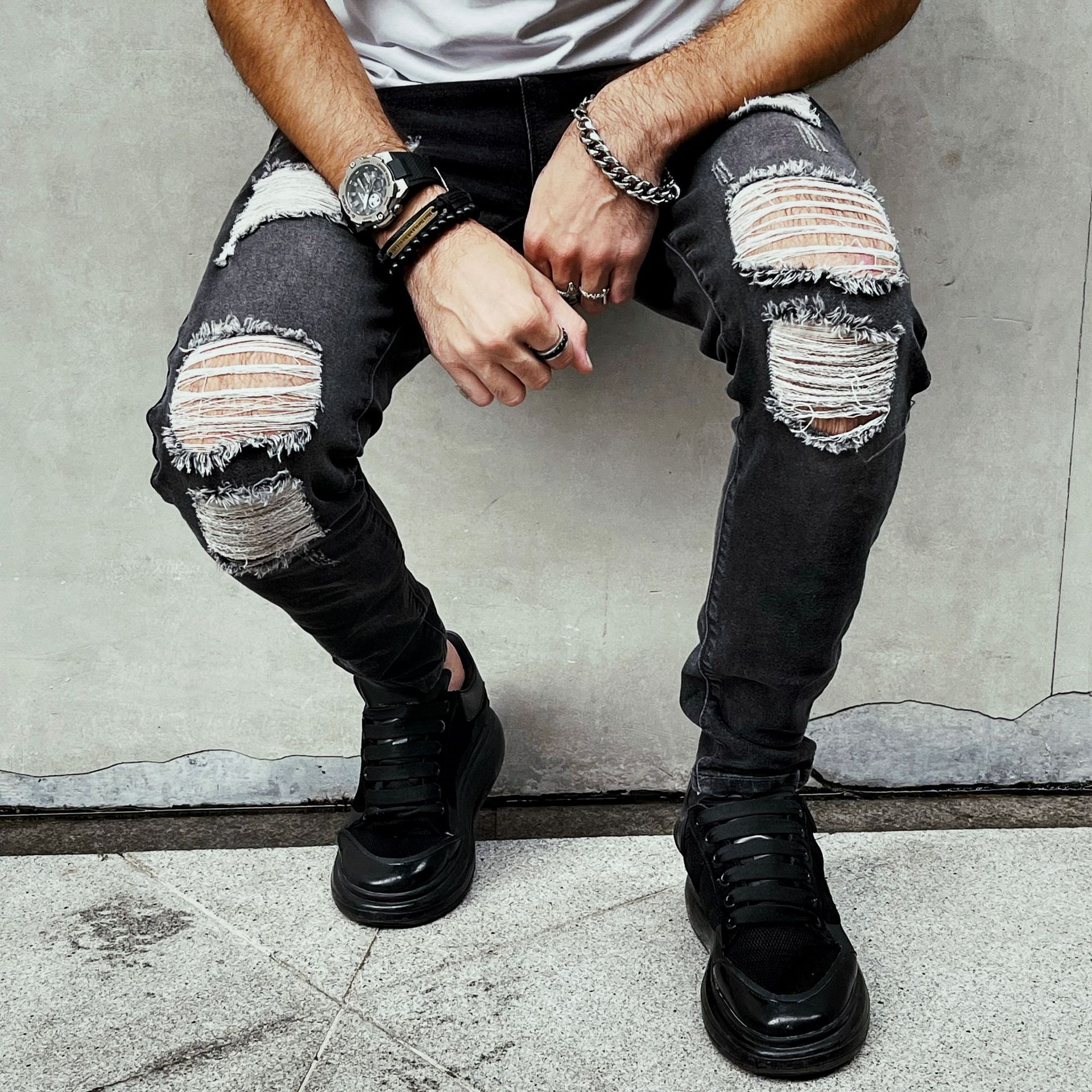 Title 1, New Mens Jeans Teenagers Big Ripped Leisure Sl...