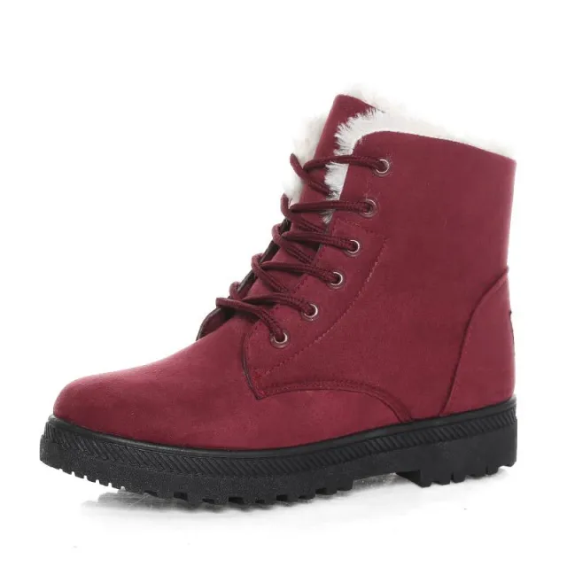 Winter Snow Boots With Warm Plush Ankle Boots For Women Shoes Red - Shop at LoveMi