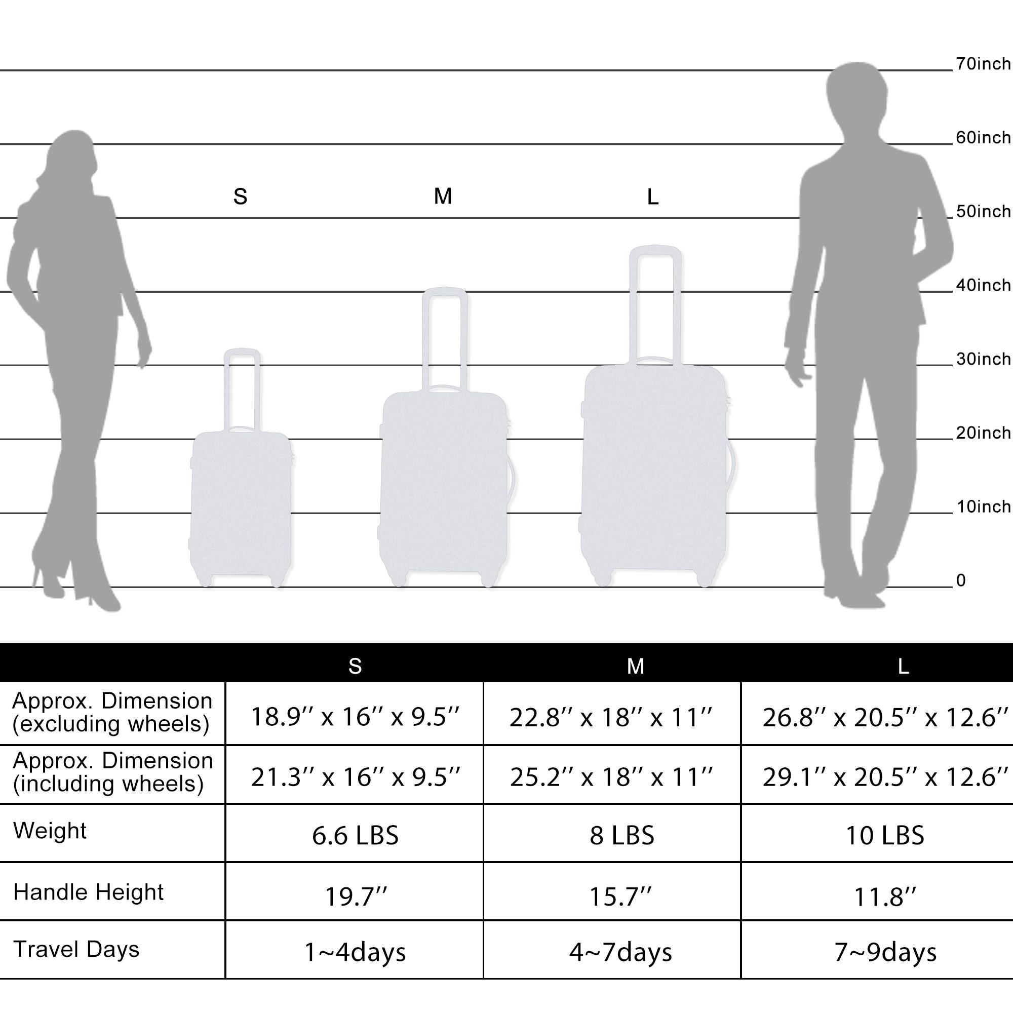3 Piece Set Of Suitcases, Hard Shell Trolley Cases With TSA Locks 20 Inches 24 Inches 28 Inches — foto 15