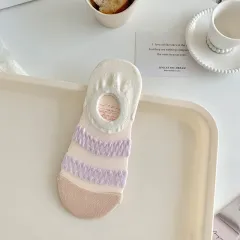 Women's Fashionable Wave Kanekalon Breathable Non-slip Low Cut Sock - Light Purple - View 1