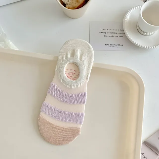 Women's Fashionable Wave Kanekalon Breathable Non slip Low Cut Sock Light Purple - Shop at LoveMi