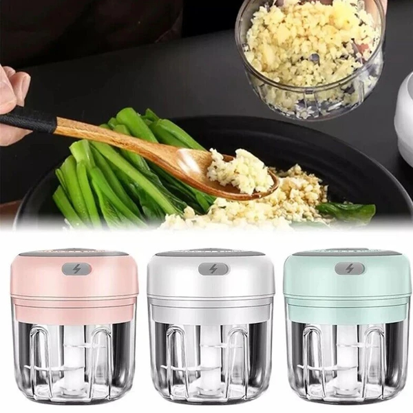 Electric 300ML Garlic Press Chopper Chili Onion Fruits Meat Mincer Blender Mixer — foto 19
