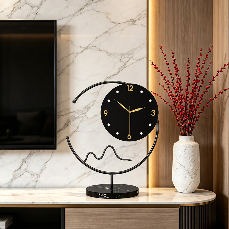 Geometric Metal Table Clock Modern Minimalist Decorative Timepiece For Living Room 3