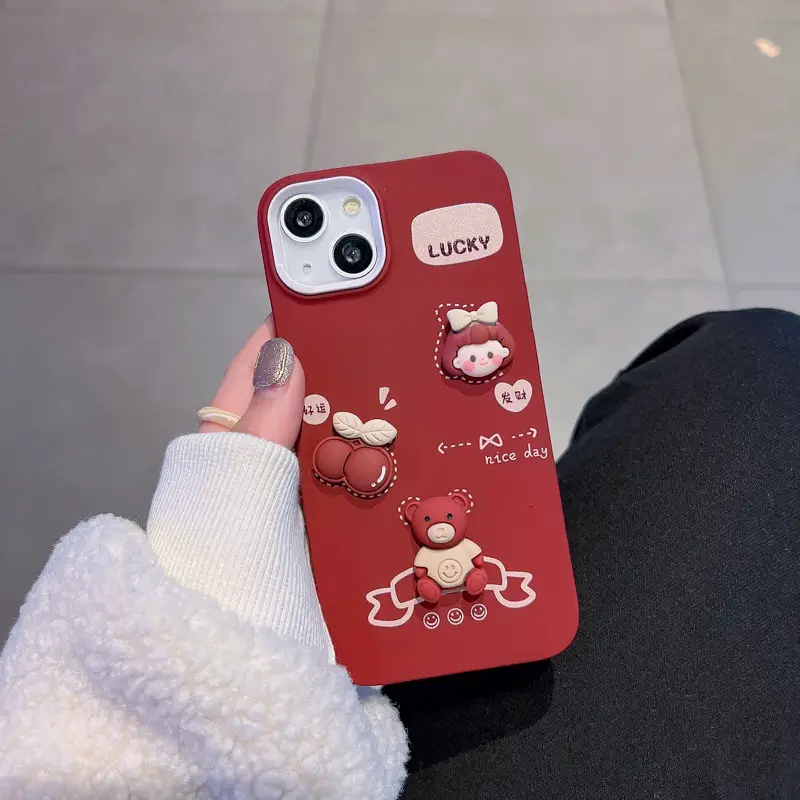 Cartoon Bear Girl Skin Silicone Phone Case