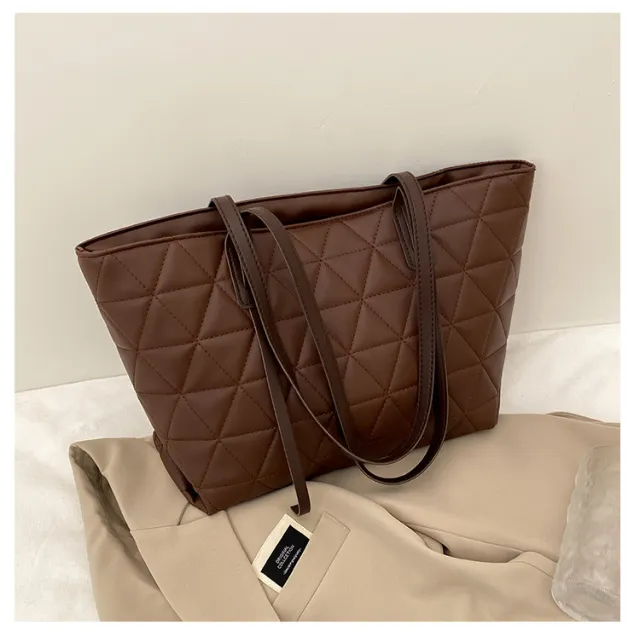 One shoulder Portable Fashion Trend Commuter Solid Color Design Bag Coffee - Shop at LoveMi