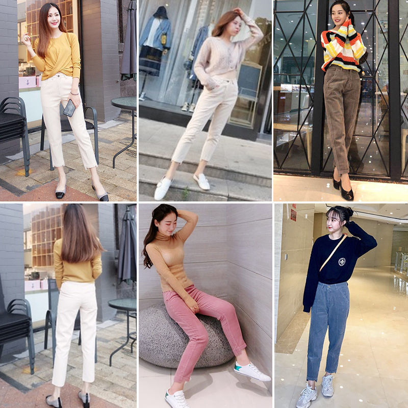 Title 10, Cropped Corduroy Trousers Thick Striped Harem L...