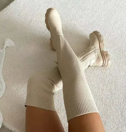 Women's Large High Boots with Round Head