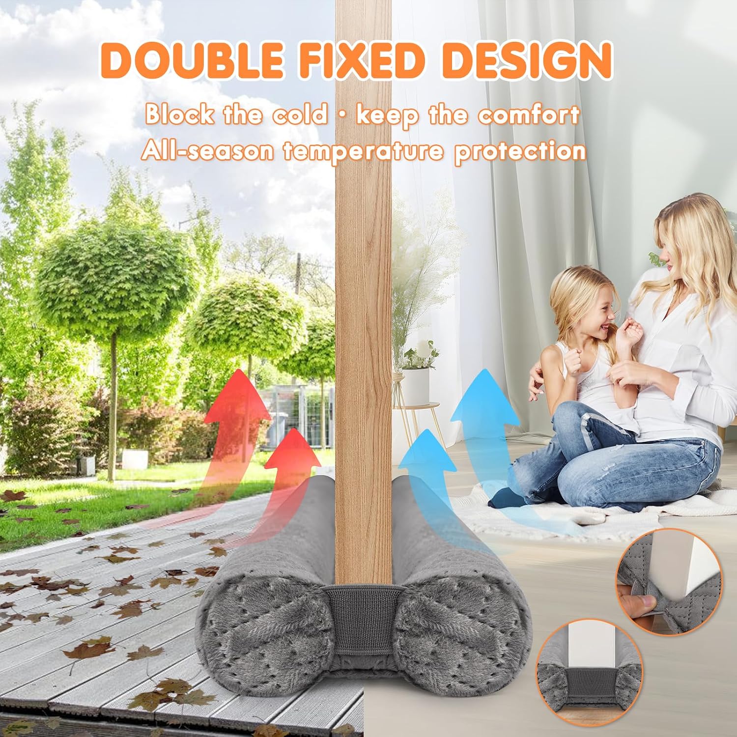 Premium Velvet Under Door Draft Stopper, Adjustable Windproof Seal For Blocking Cold Air, Light, Dust And Noise