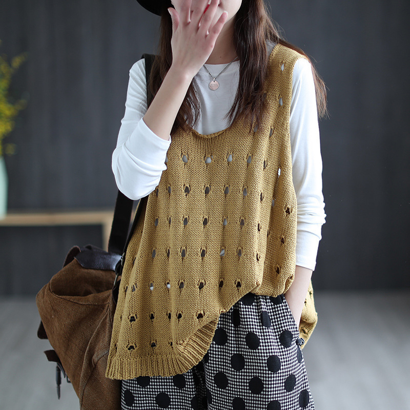 Title 1, New Knitted Retro Hollow Vest Women