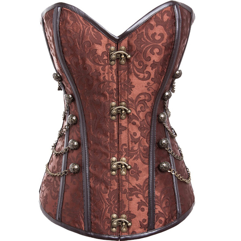 Brown Retro Steel Bone European And American Sexy Court Corset