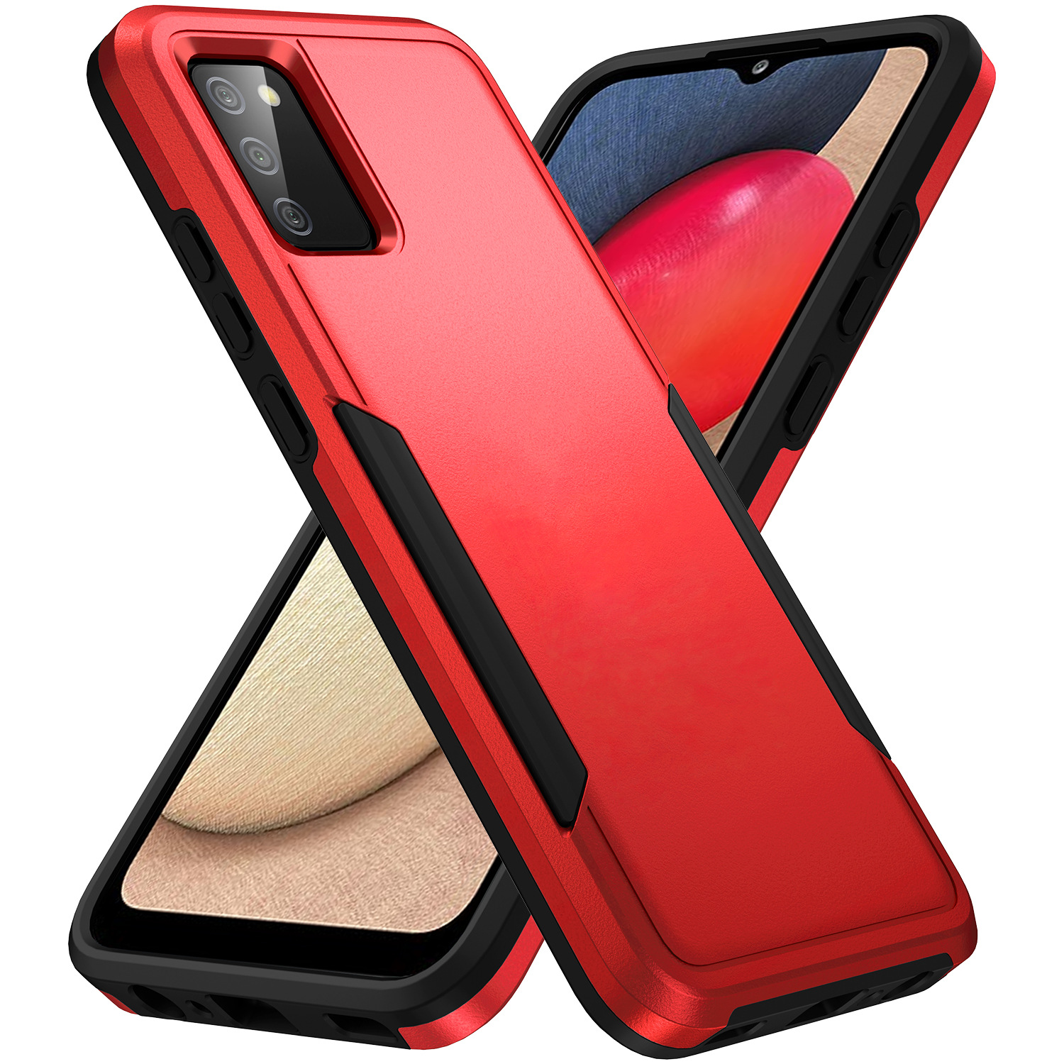 Coque de téléphone Trailblazer 2-en-1 unie avec charge sans fil – noire – A32 4G