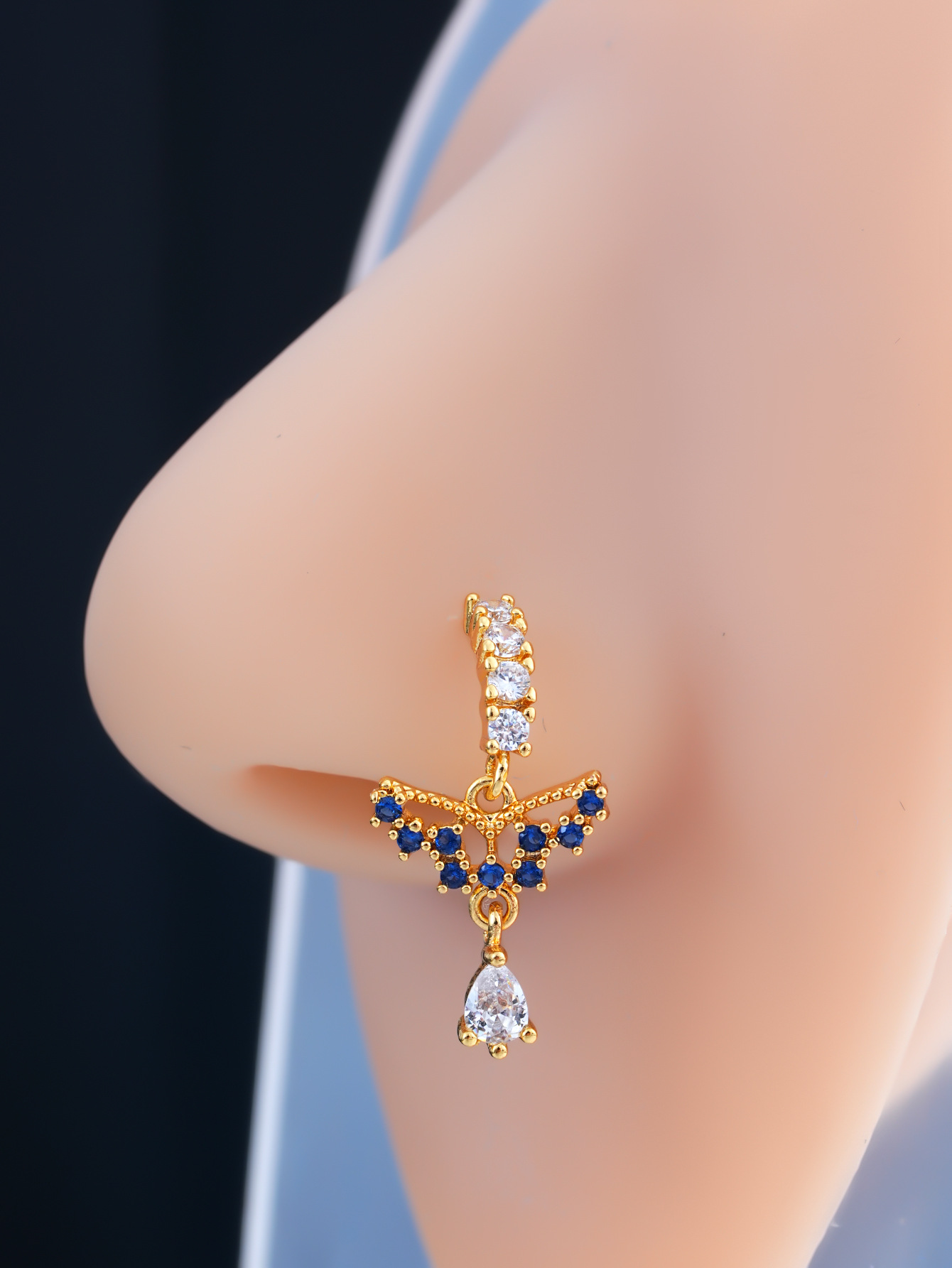 Flower Triangular Heart Butterfly Nose Nail thumbnail 6