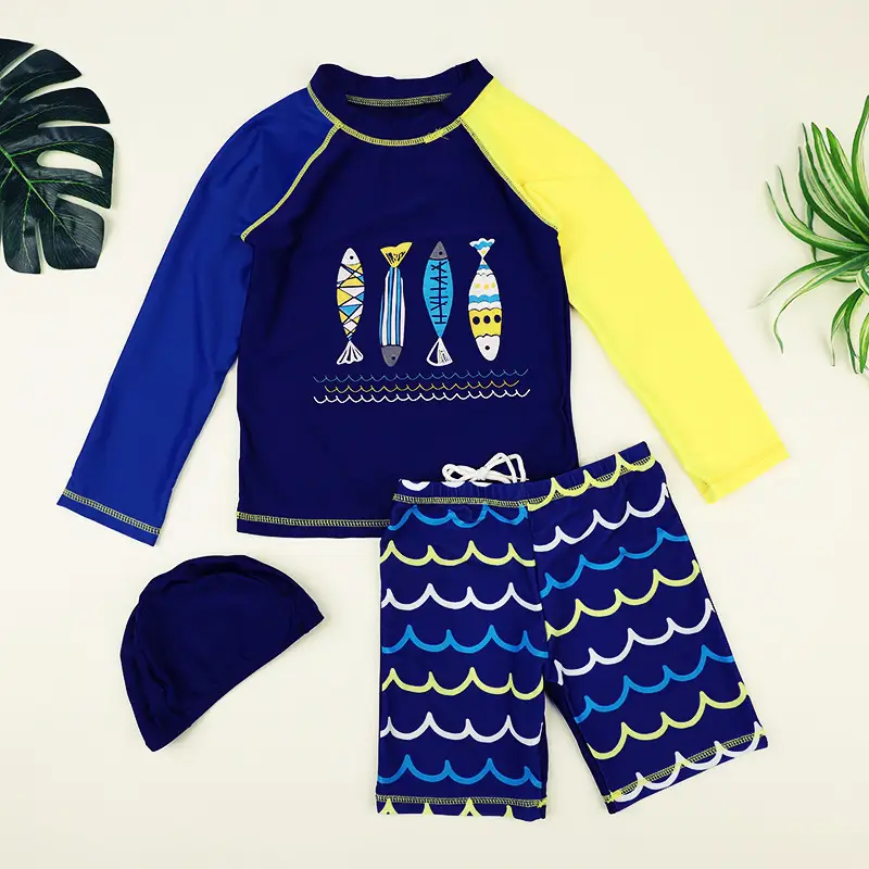 Boys Sunscreen Long-sleeved Split Swimsuit