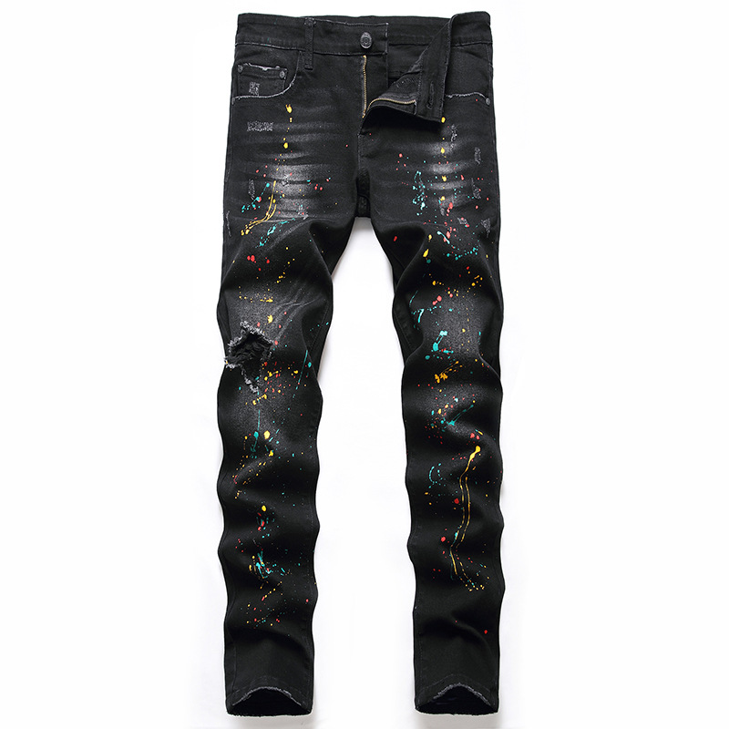 Title 2, Męskie Czarne Spodnie Stretch Slim Fit Ripped J...