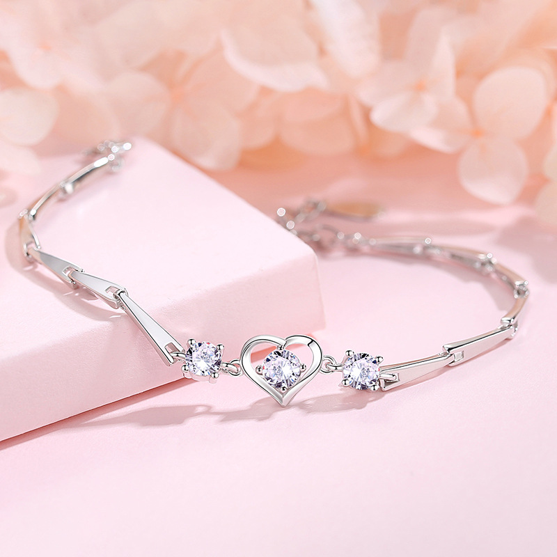 Title 6, Fashion Sterling Silver Heart Bracelet Female