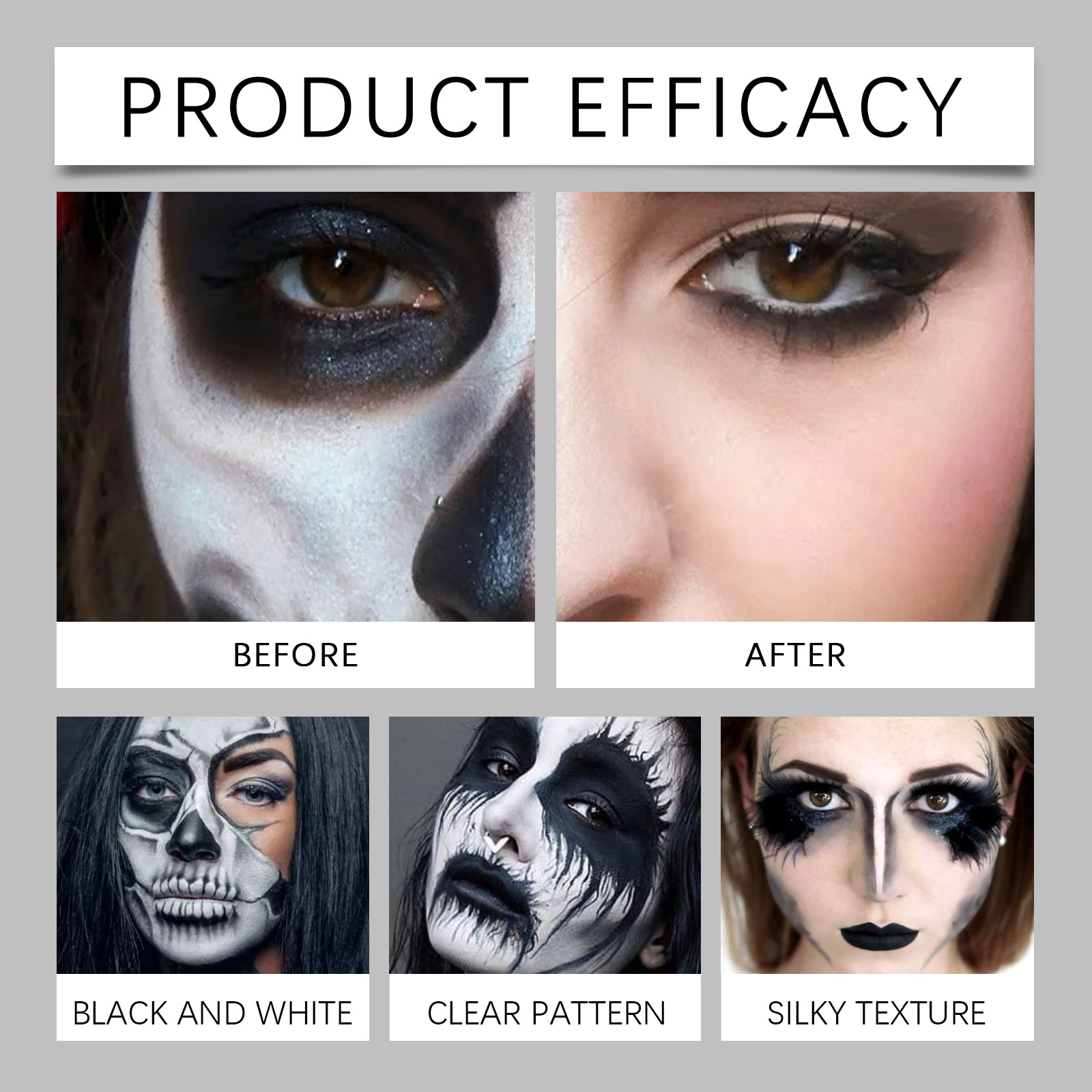Halloween Black White Liquid Face Body Paint, Quick Dry Face Painting Kit With Brush, Long Lasting Face Paint For Halloween Skeleton Cosplay
