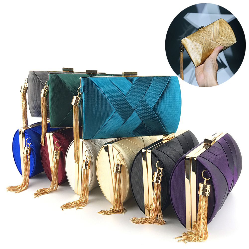 Fringed Metal Braided Diamond Buckle Banquet Evening Clutch Shoulder Bag