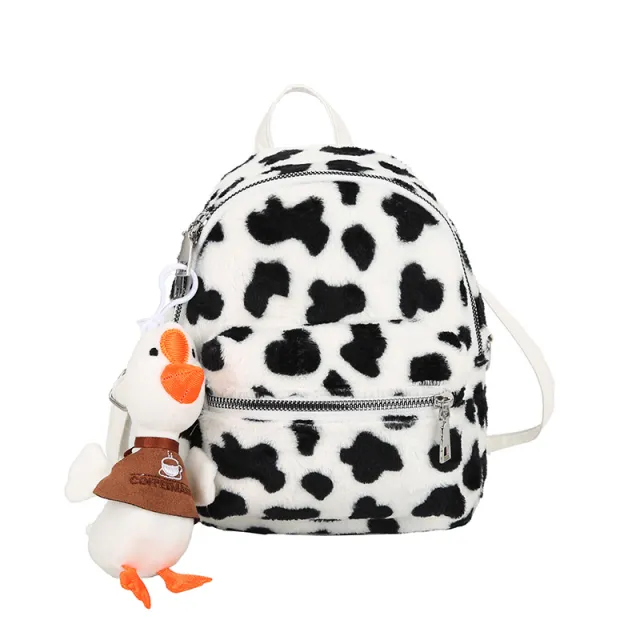 Cute Bag Plush Single And Double Backpack Soft Girl Girl Portable Messenger Bag Cartoon Backpack Leopard - Shop at LoveMi