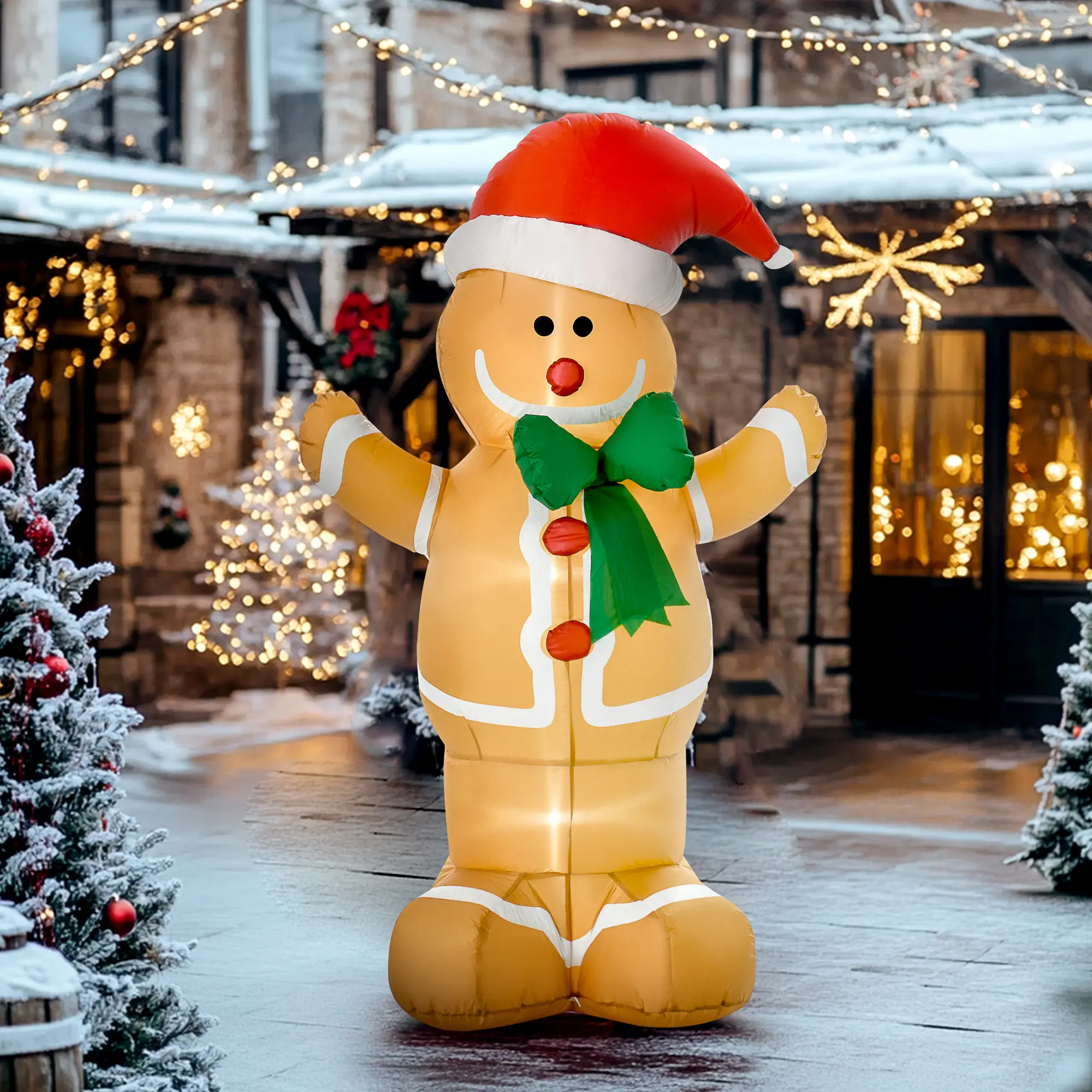 6ft Christmas Inflatable Gingerbread Man, Outdoor Blow-Up