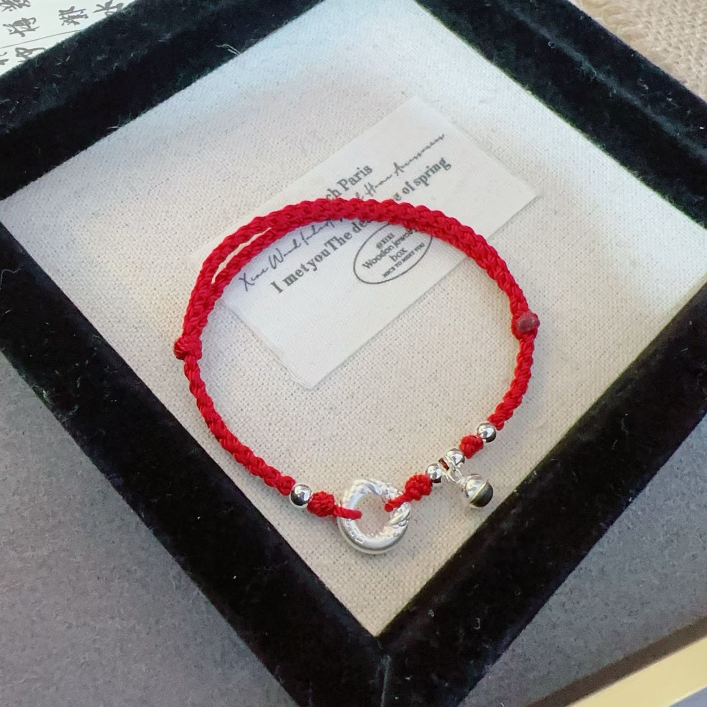 1pcs 999 Sterling Silver Safety Buckle Bell Bead Red String Braided Bracelet, Festive Chinese Style, For Daily Zodiac Wear & Lucky Birthday Valentine 