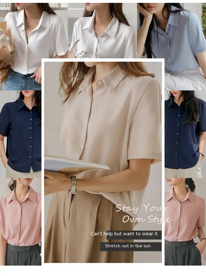Women's French Retro Commuting Fashion Short-sleeved Shirt