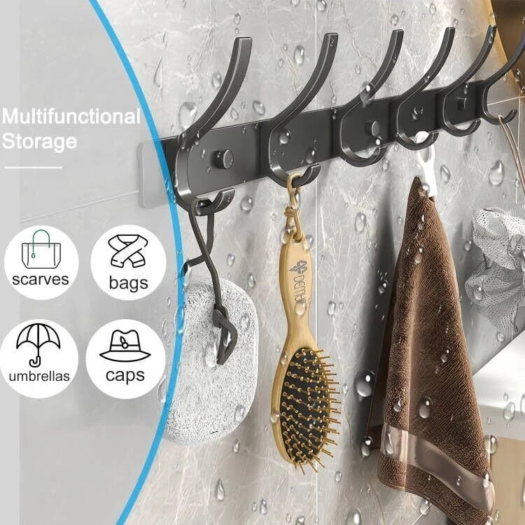 12 Hooks Aluminum Key Coat Clothes Door Holder Rack Hook Wall Mounted Hanger — image 6