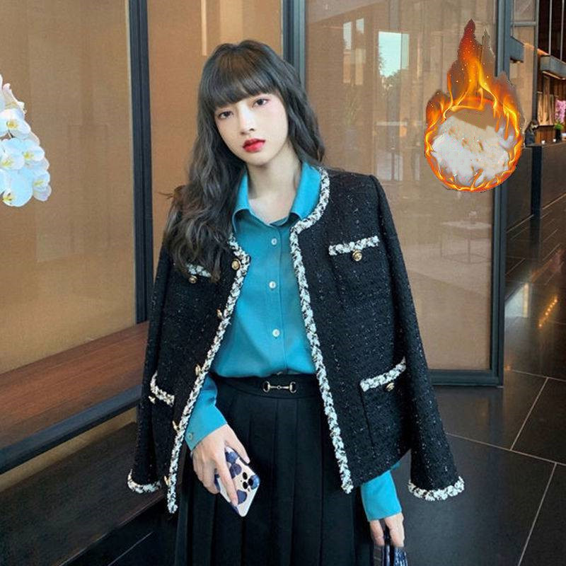 Short Tweed French Style Stylish Little Fragrance Jacket Black - Shop at LoveMi