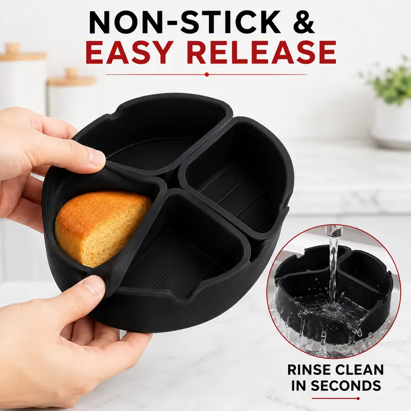 4 Section Food Grade Silicone Air Fryer Baking Pan