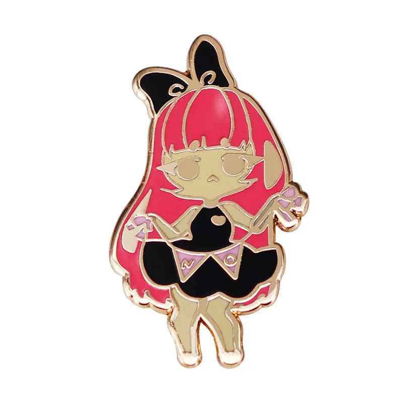 Fashion Cute Cartoon Girl Metal Brooch - Gold
