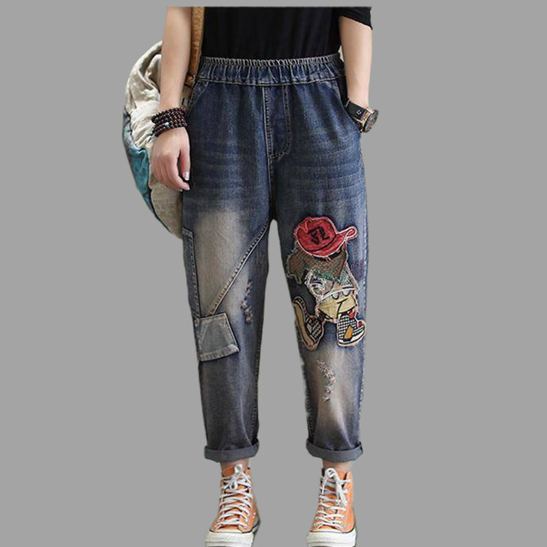 Title 5, Jeans da donna comodi e casual con vita elastic...