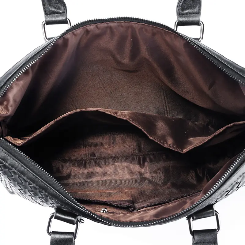 Men's Bag Leather Large Briefcase Hand Woven