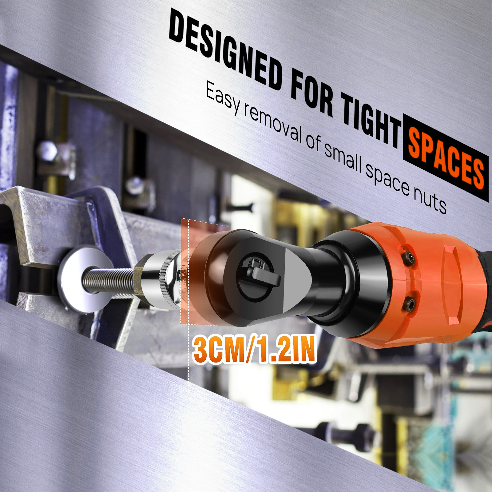 Cordless Electric Ratchet Wrench, 90 Angle 200NM 38, 12V, 2 Batteries, Quick — image 4