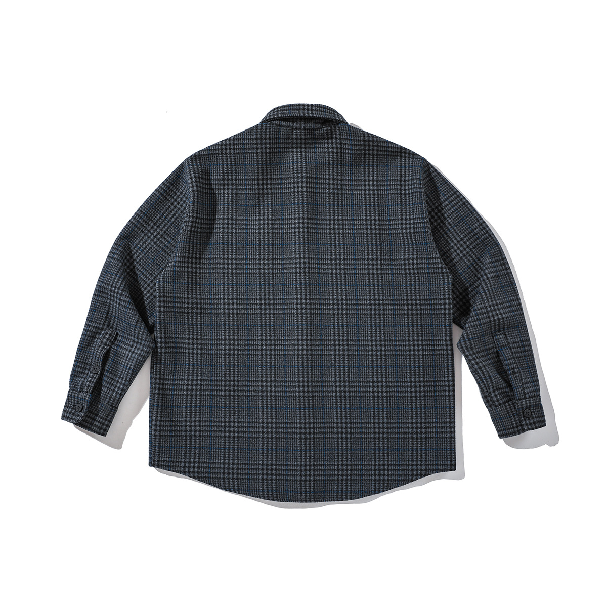 Men's Retro Tooling Plaid Long Sleeve Woolen Shirt Casual
